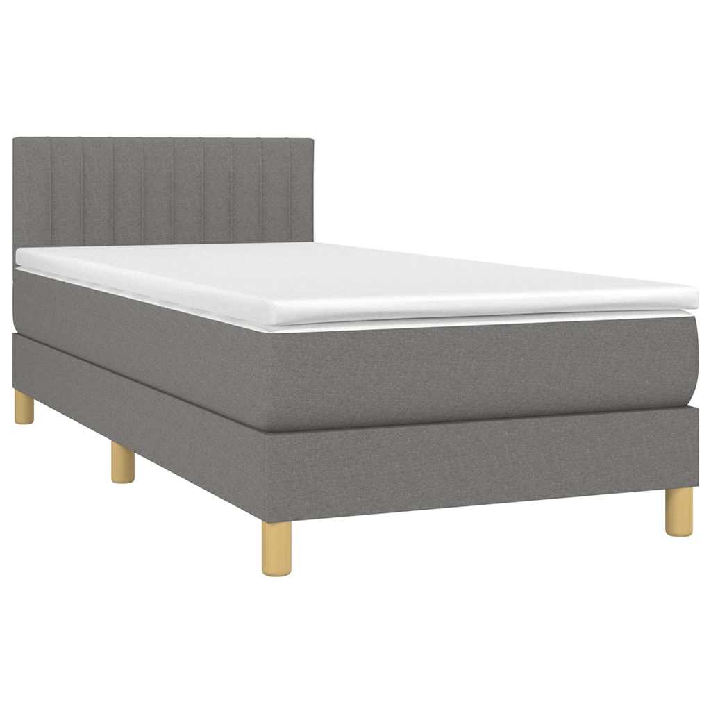 Krevet box spring s madracem LED tamnosivi 100x200 cm tkanina