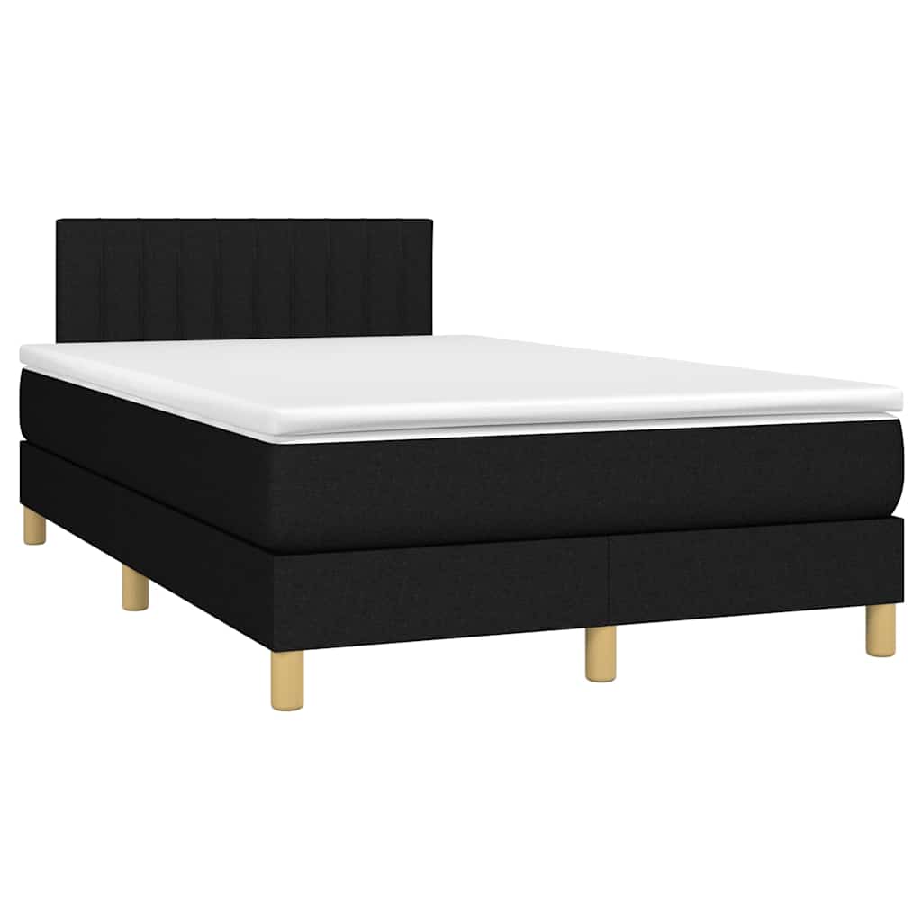 Krevet box spring s madracem LED crni 120 x 200 cm od tkanine