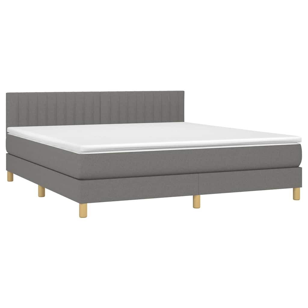 Krevet box spring s madracem LED tamnosivi 160x200 cm tkanina