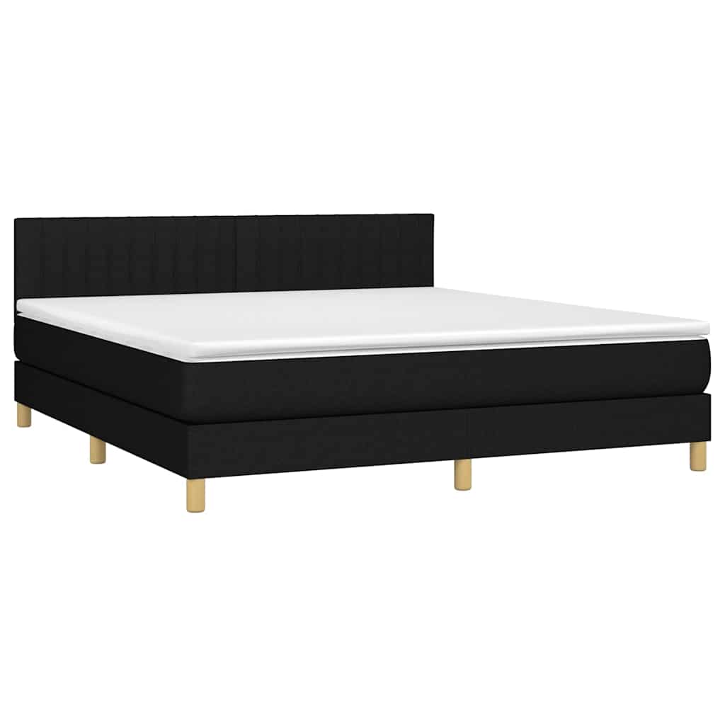 Krevet box spring s madracem LED crni 160x200 cm od tkanine