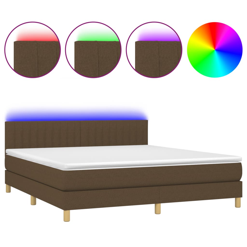 Krevet box spring s madracem LED tamnosmeđi 160x200 cm tkanina