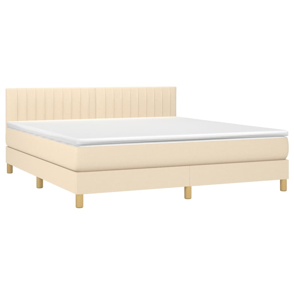 Krevet box spring s madracem LED krem 160x200 cm od tkanine