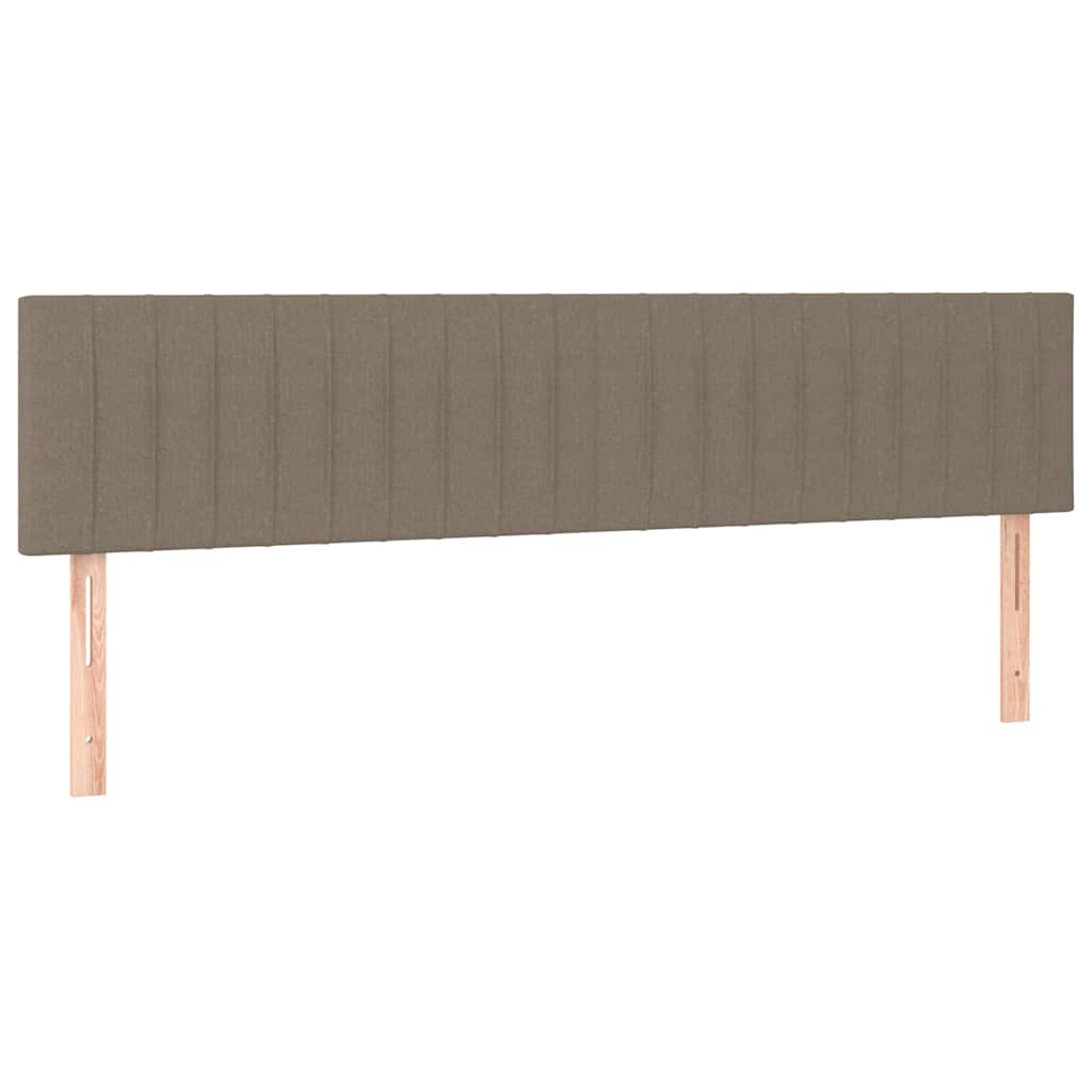 Krevet box spring s madracem LED smeđesivi 180x200 cm tkanina