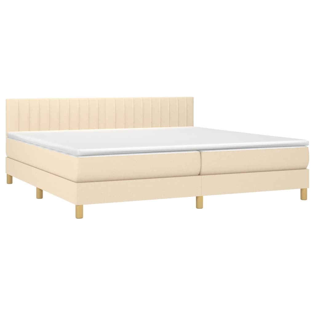 Krevet box spring s madracem LED krem 200x200 cm od tkanine