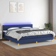 Krevet box spring s madracem LED plavi 200x200 cm od tkanine