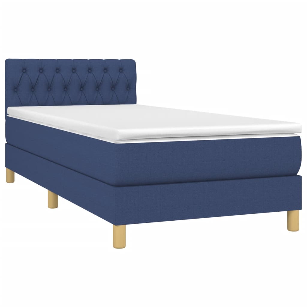 Krevet box spring s madracem LED plavi 80 x 200 cm od tkanine