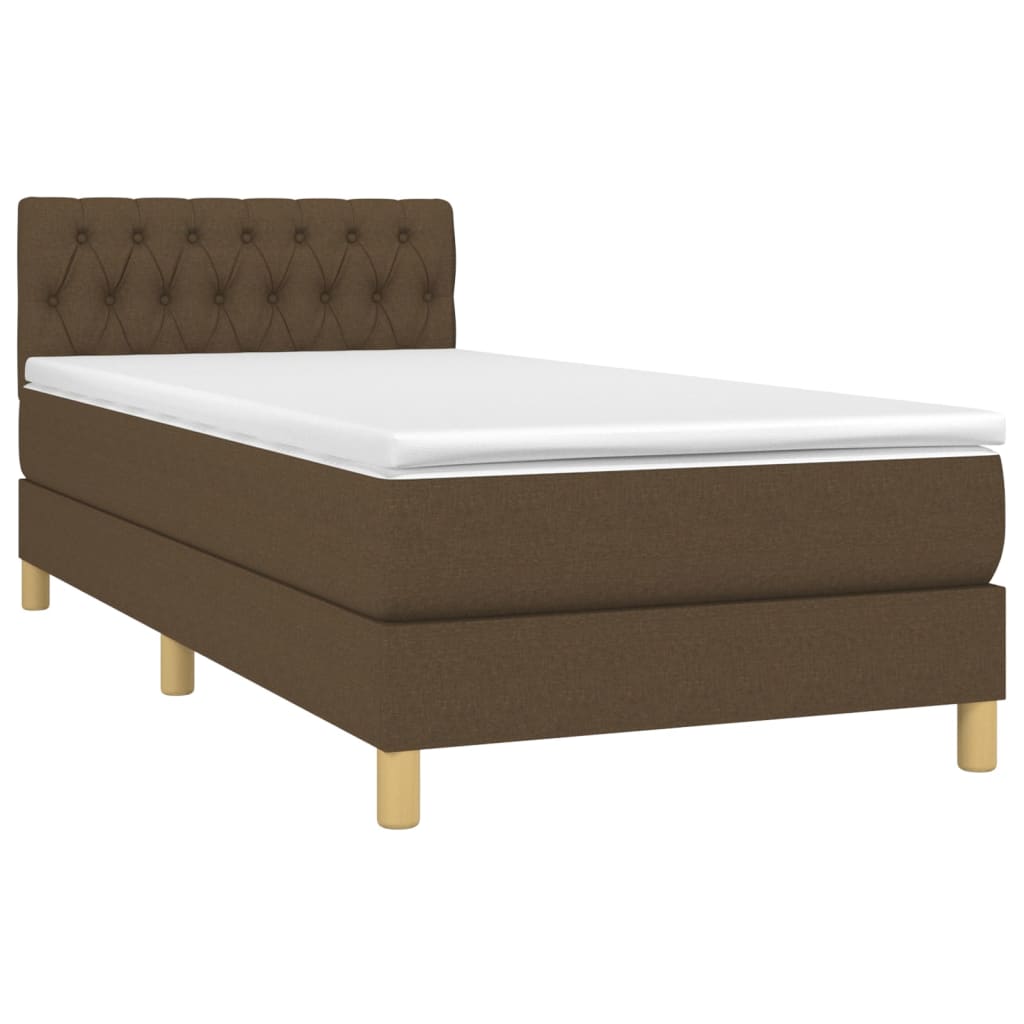 Krevet box spring s madracem LED tamnosmeđi 90x190 cm tkanina