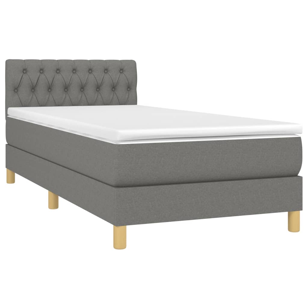 Krevet box spring s madracem LED tamnosivi 90x200 cm tkanina