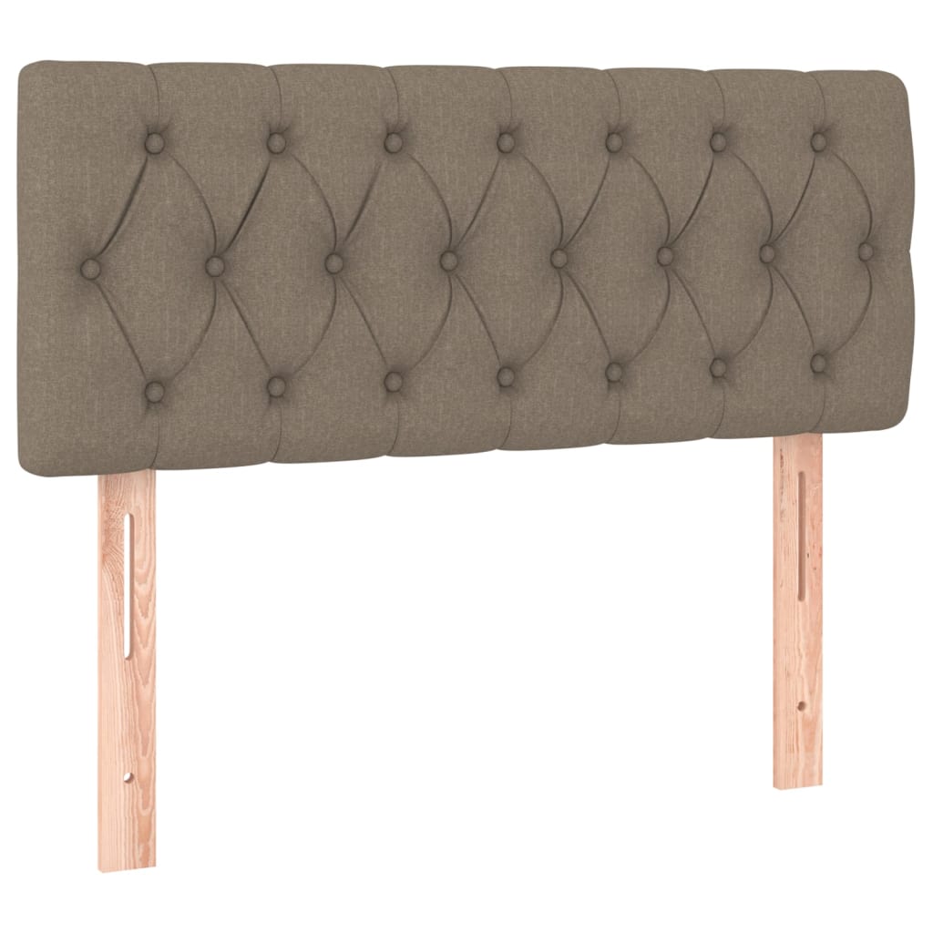 Krevet box spring s madracem LED smeđesivi 90x200 cm tkanina