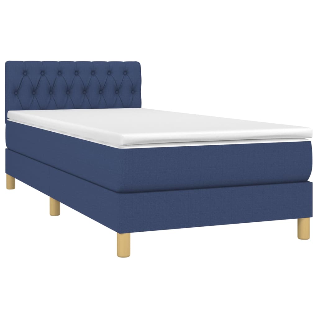 Krevet box spring s madracem LED plavi 100x200 cm od tkanine
