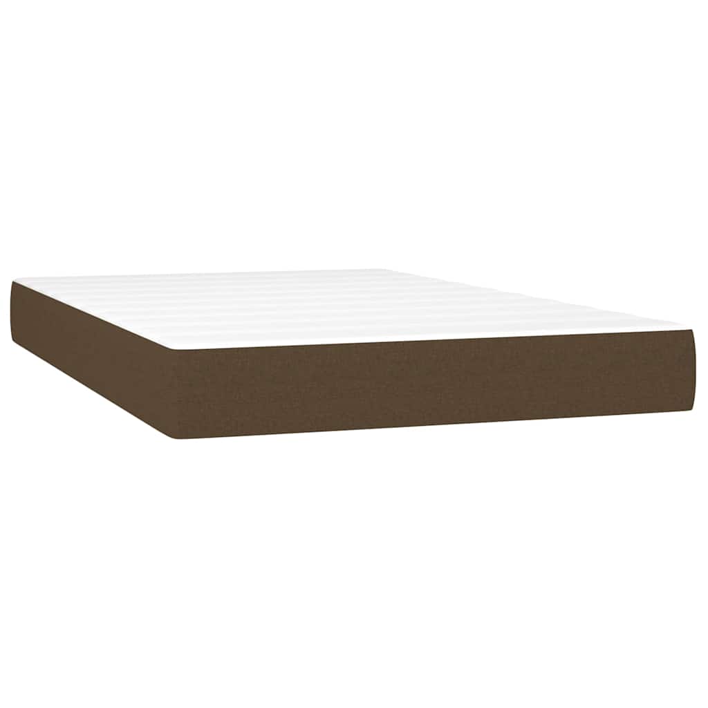 Krevet box spring s madracem LED tamnosmeđi 120x200 cm tkanina