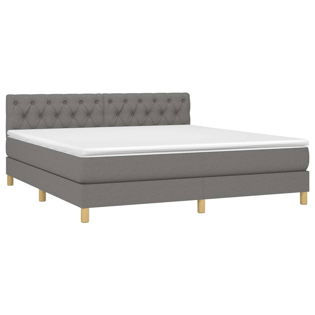 Krevet box spring s madracem LED tamnosivi 160x200 cm tkanina