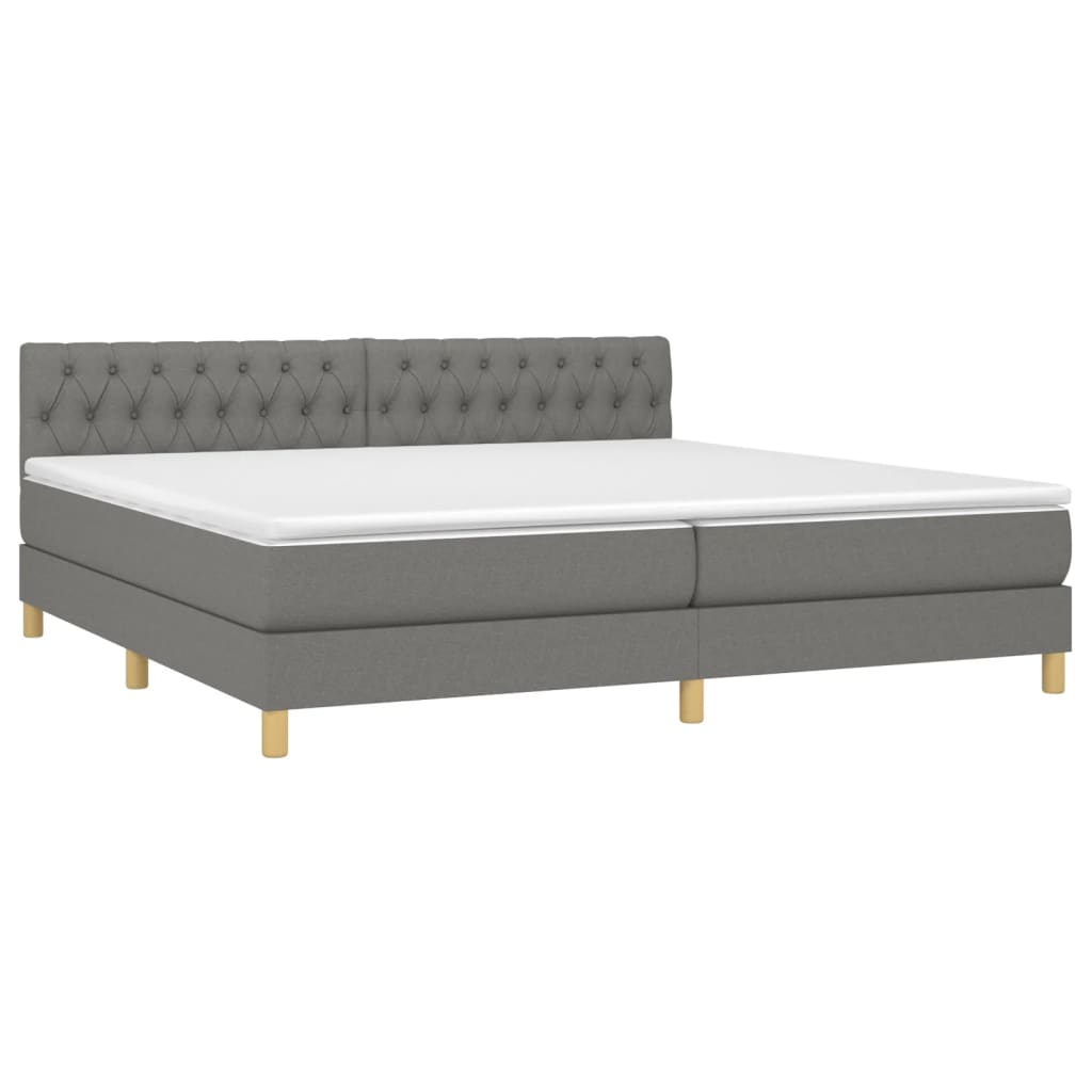 Krevet box spring s madracem LED tamnosivi 200x200 cm tkanina