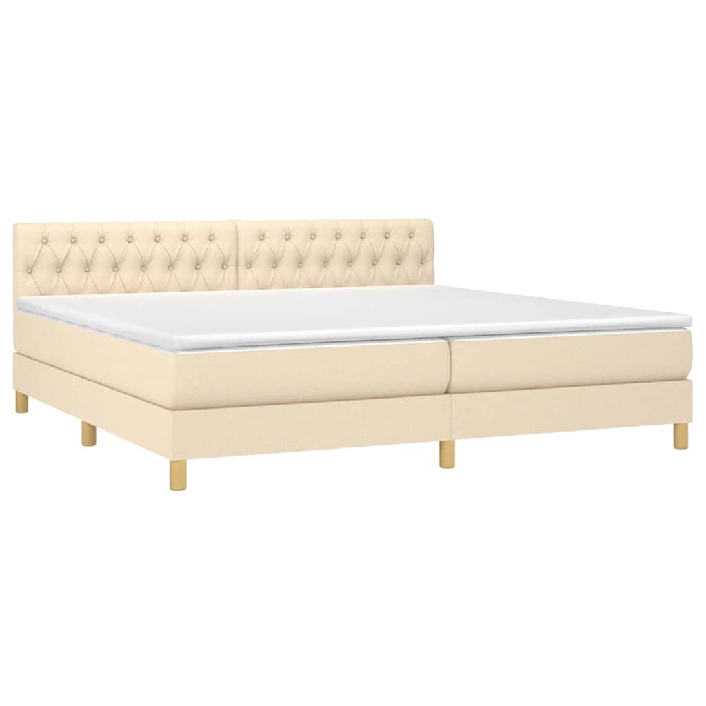 Krevet box spring s madracem LED krem 200x200 cm od tkanine