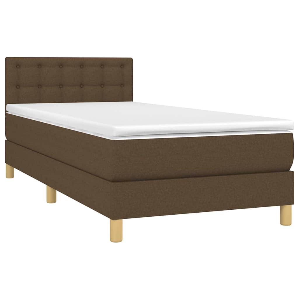 Krevet box spring s madracem LED tamnosmeđi 90x190 cm tkanina