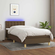 Krevet box spring s madracem LED tamnosmeđi 90x190 cm tkanina