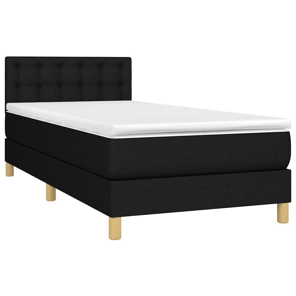 Krevet box spring s madracem LED crni 100x200 cm od tkanine