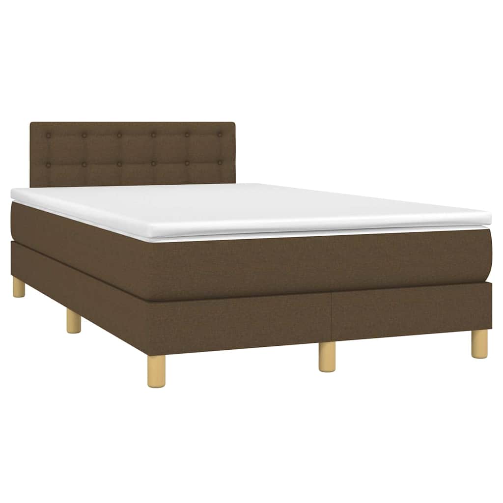 Krevet box spring s madracem LED tamnosmeđi 120x200 cm tkanina
