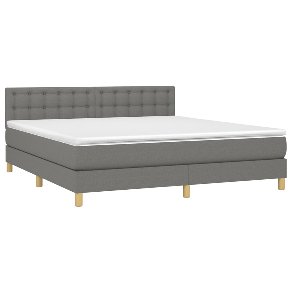 Krevet box spring s madracem LED tamnosivi 160x200 cm tkanina