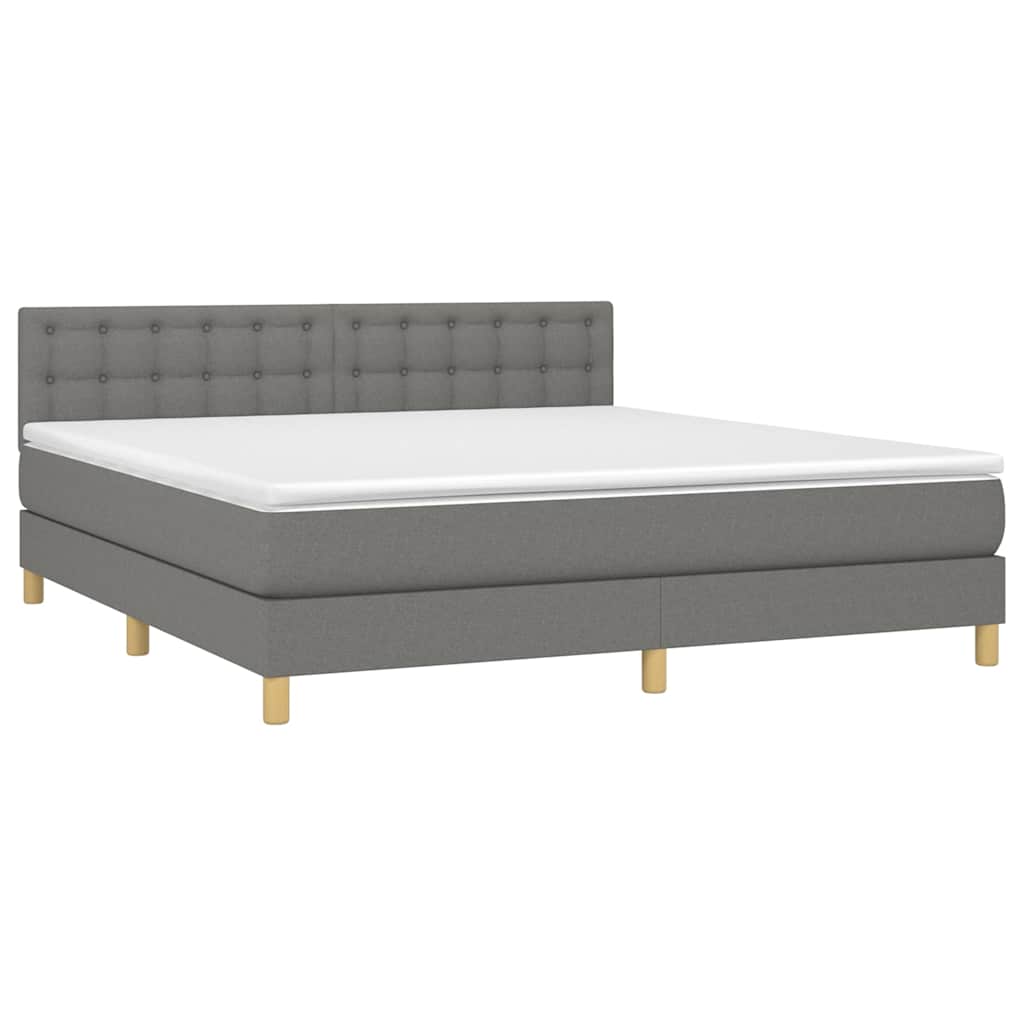 Krevet box spring s madracem LED tamnosivi 160x200 cm tkanina