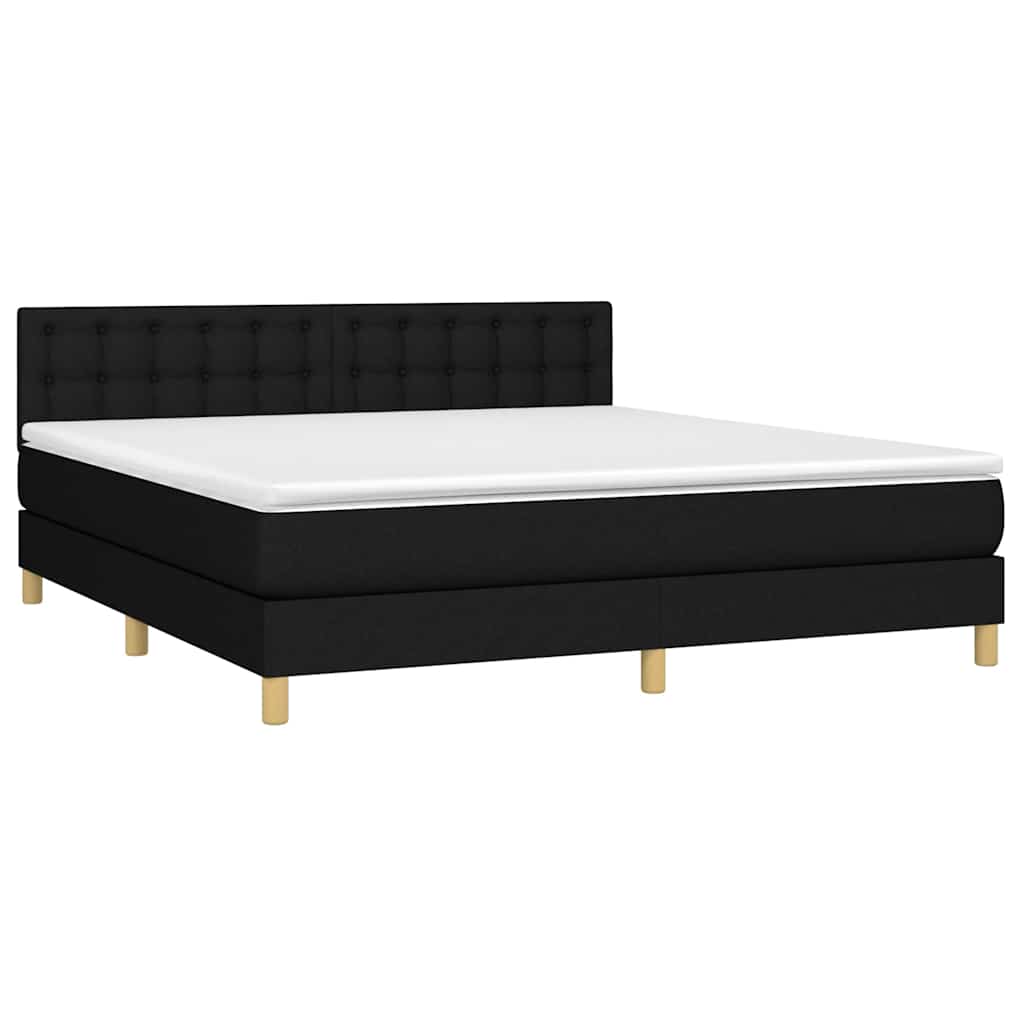 Krevet box spring s madracem LED crni 180x200 cm od tkanine