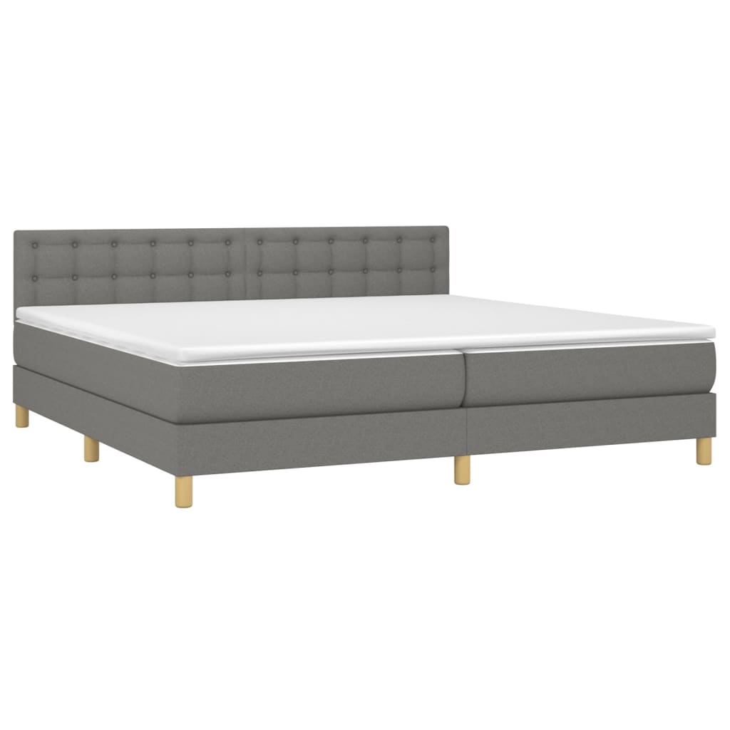 Krevet box spring s madracem LED tamnosivi 200x200 cm tkanina