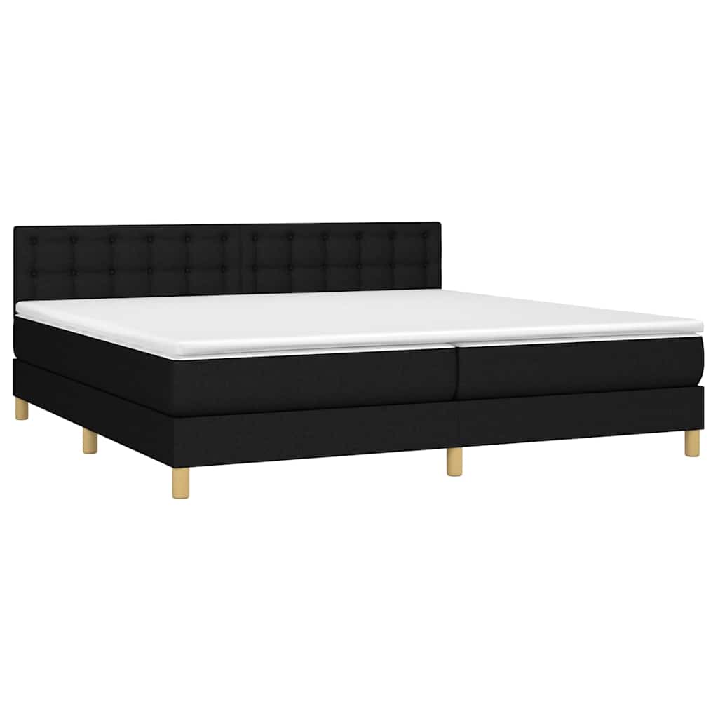 Krevet box spring s madracem LED crni 200x200 cm od tkanine