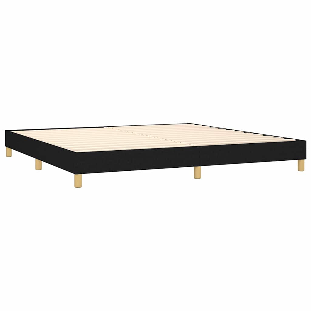 Krevet box spring s madracem LED crni 200x200 cm od tkanine