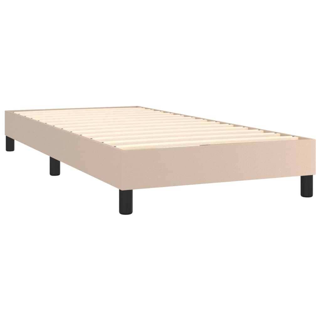 Krevet box spring madrac LED cappuccino 90x190cm umjetna koža