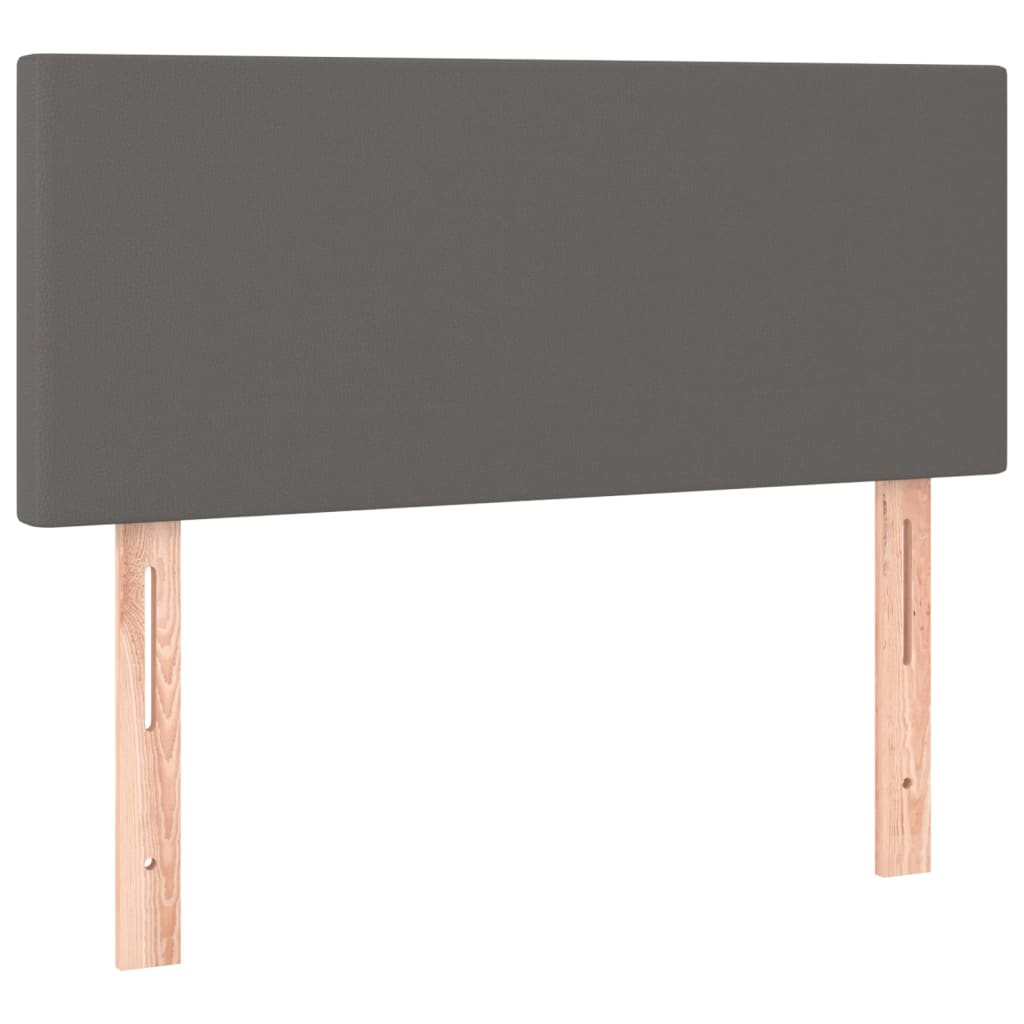 Krevet box spring s madracem LED sivi 100x200cm od umjetne kože