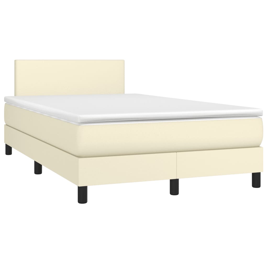 Krevet box spring s madracem LED krem 120x200cm od umjetne kože