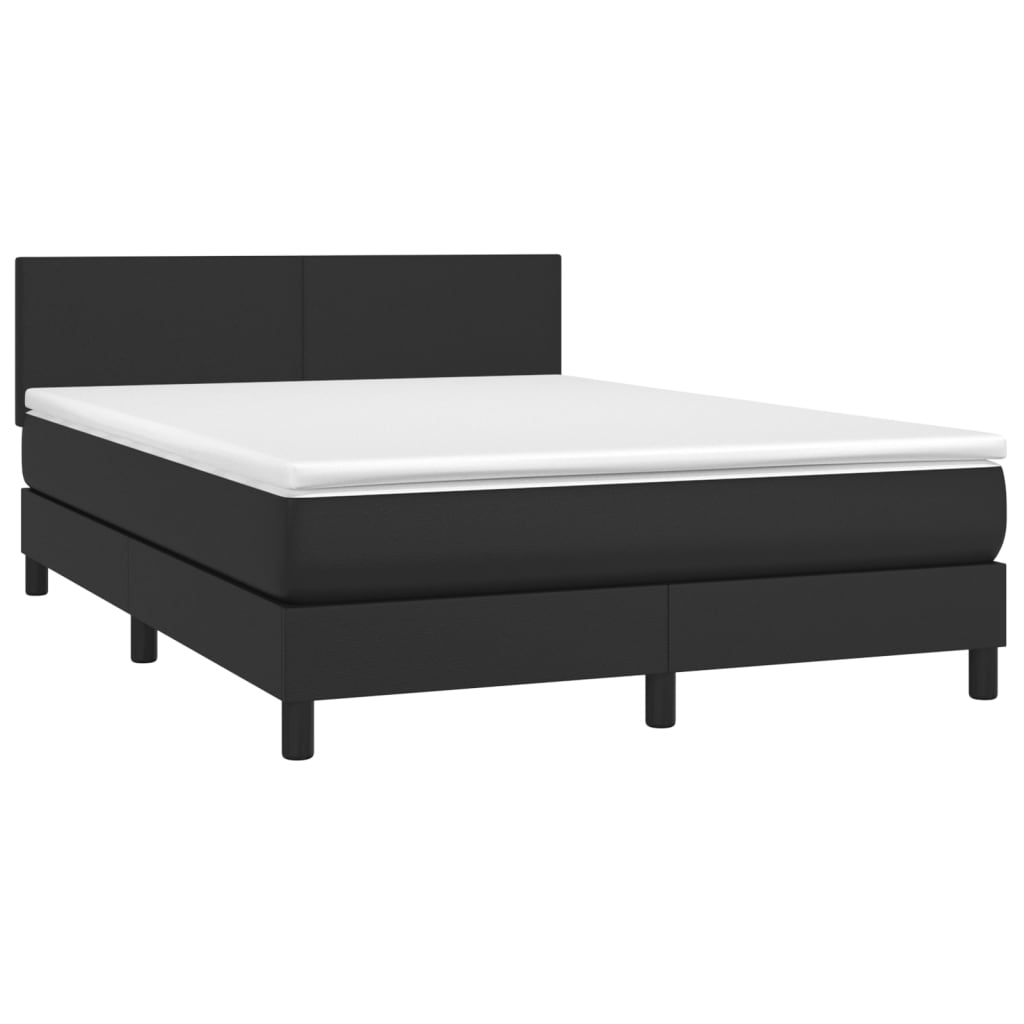 Krevet box spring s madracem LED crni 140x200cm od umjetne kože