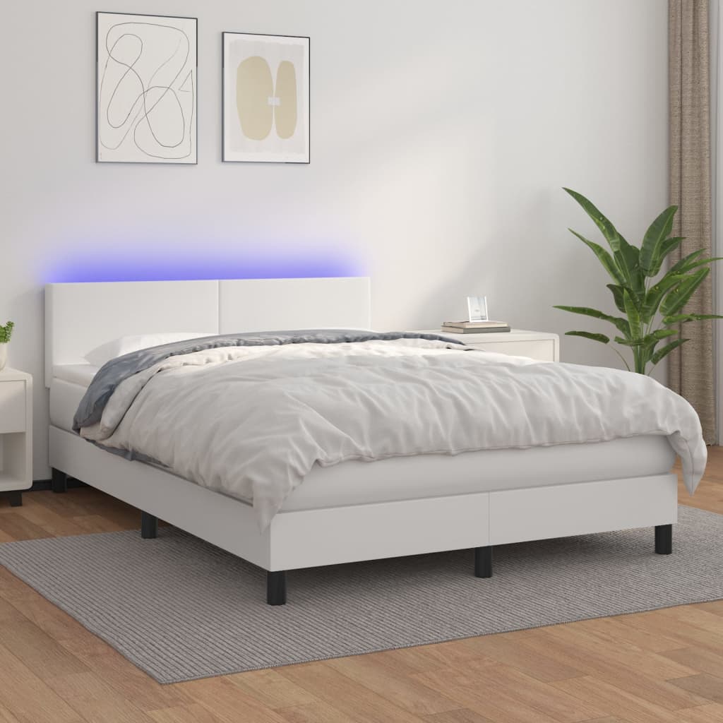 Krevet box spring s madracem LED od umjetne kože