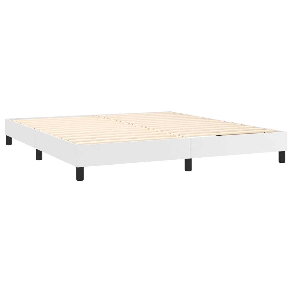 Krevet box spring s madracem LED bijeli 160x200 cm umjetna koža