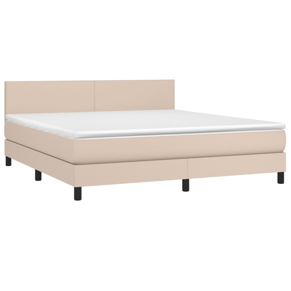 Krevet box spring madrac LED cappuccino 180x200cm umjetna koža