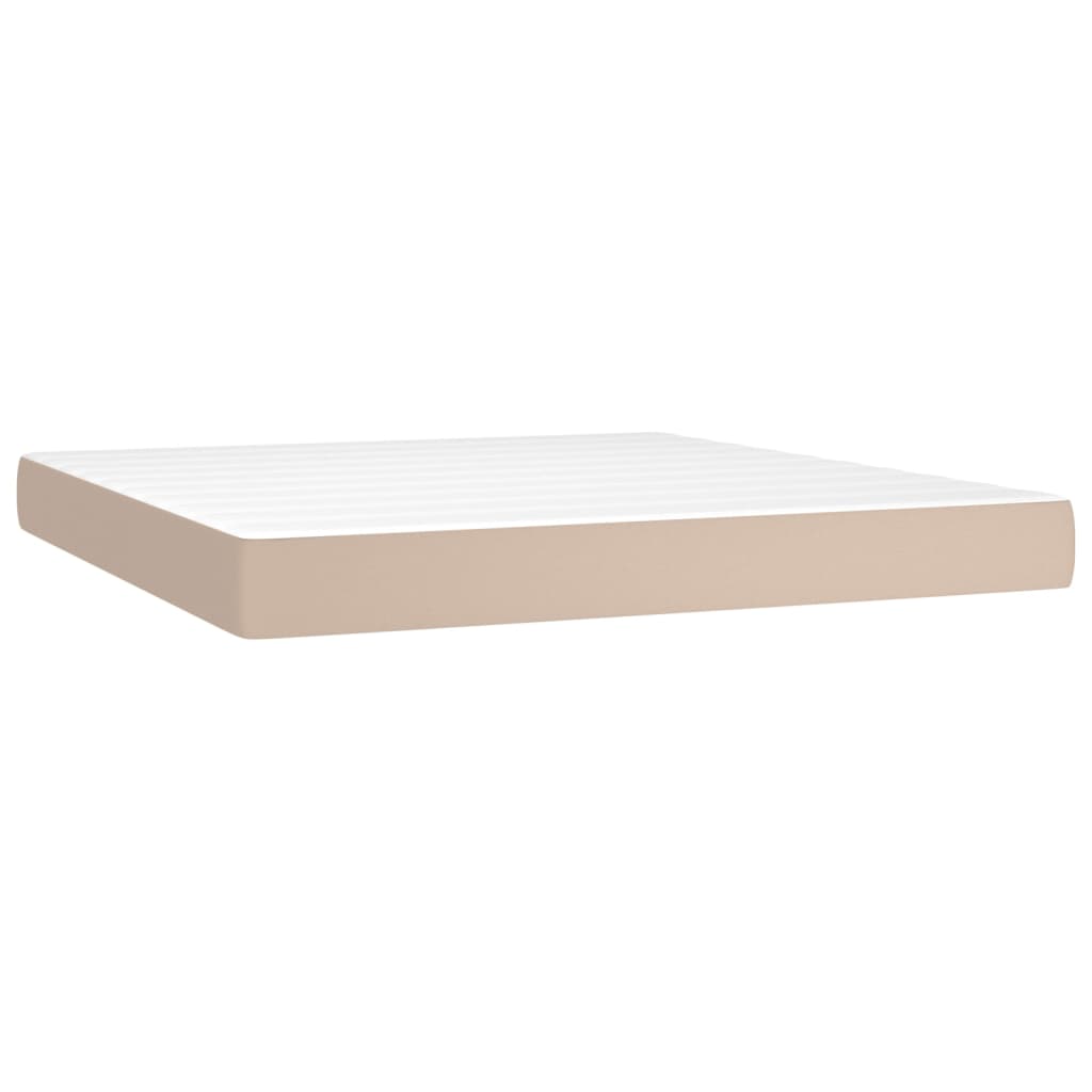 Krevet box spring madrac LED cappuccino 180x200cm umjetna koža