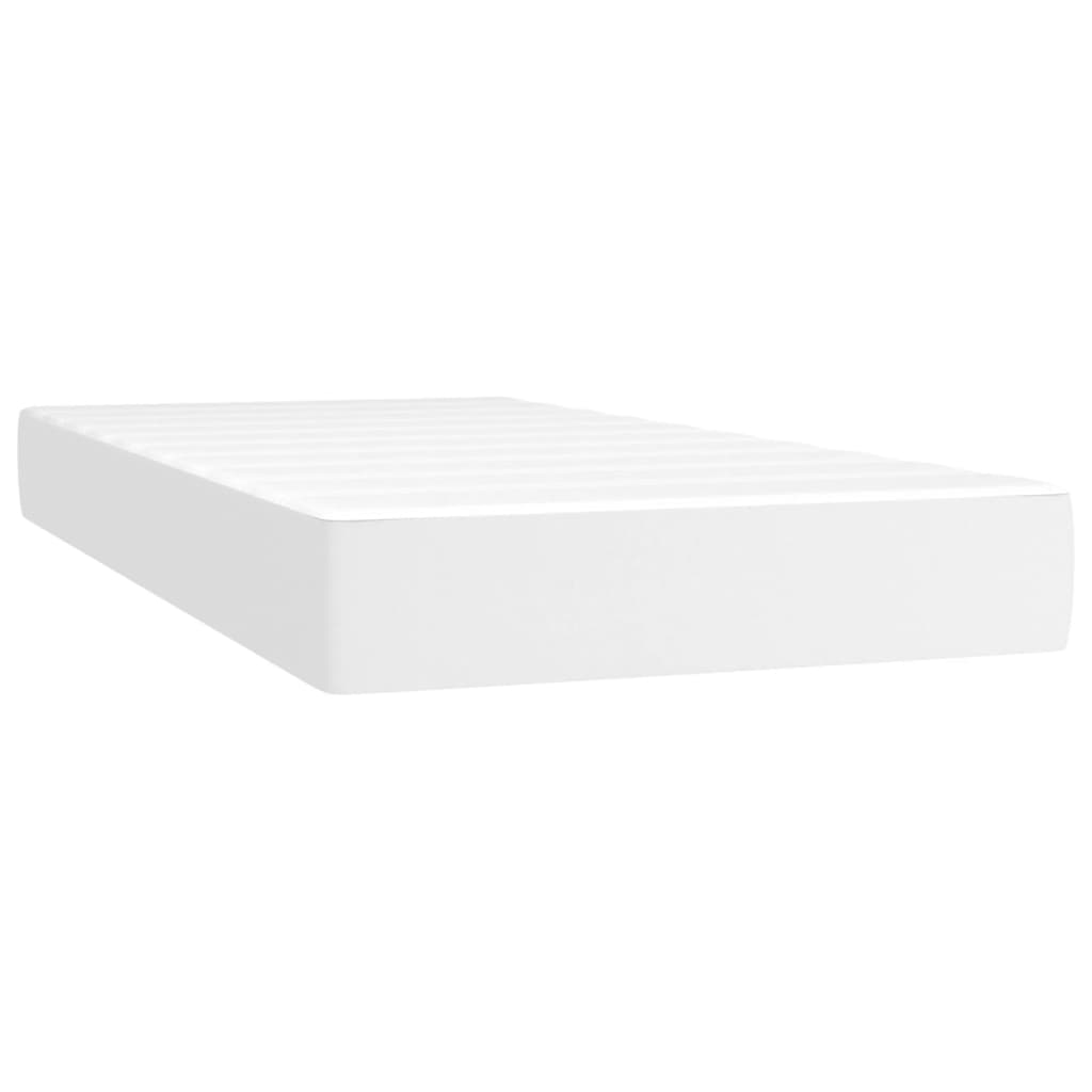 Krevet box spring s madracem LED bijeli 100x200 cm umjetna koža