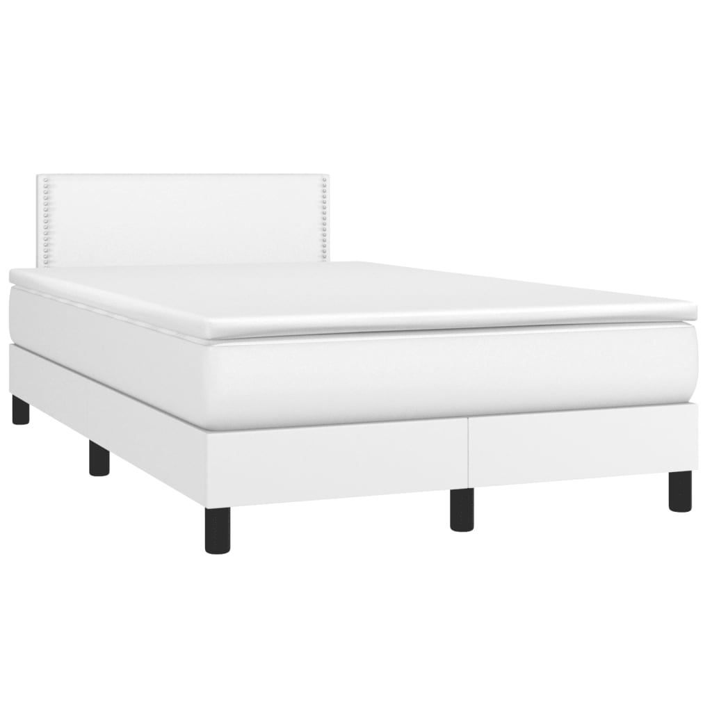 Krevet box spring s madracem LED bijeli 120x200 cm umjetna koža