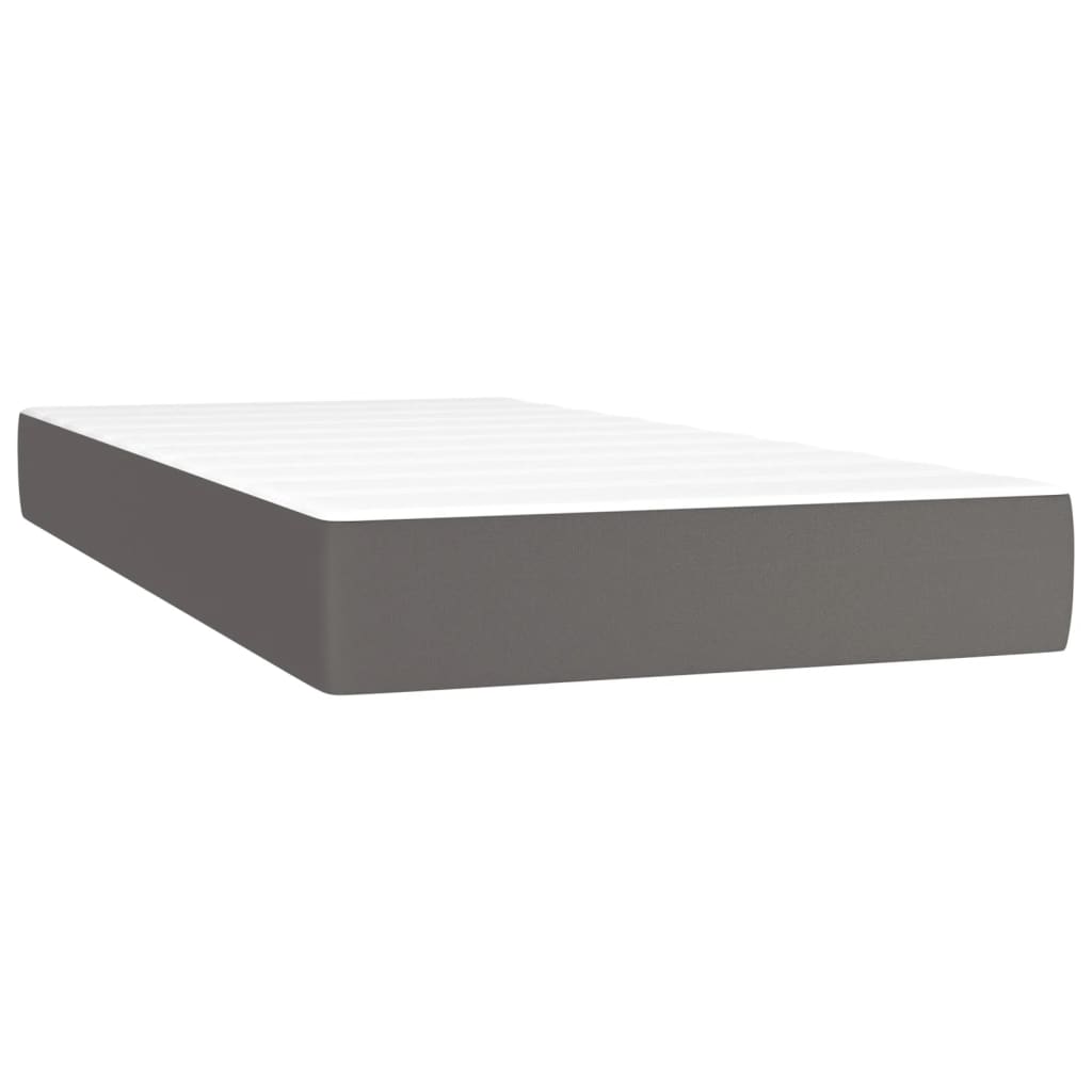 Krevet box spring s madracem LED sivi 80x200 cm od umjetne kože