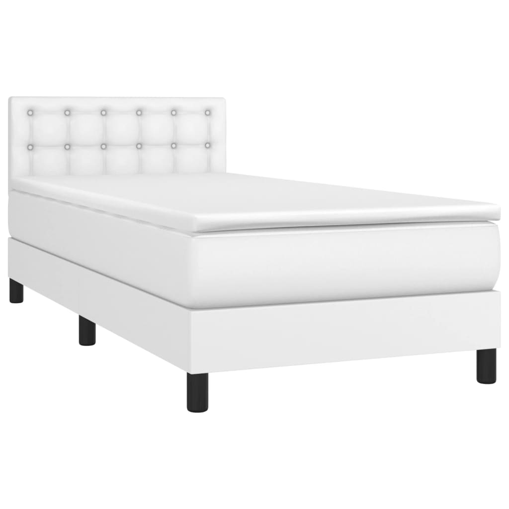 Krevet box spring s madracem LED bijeli 90x200 cm umjetna koža