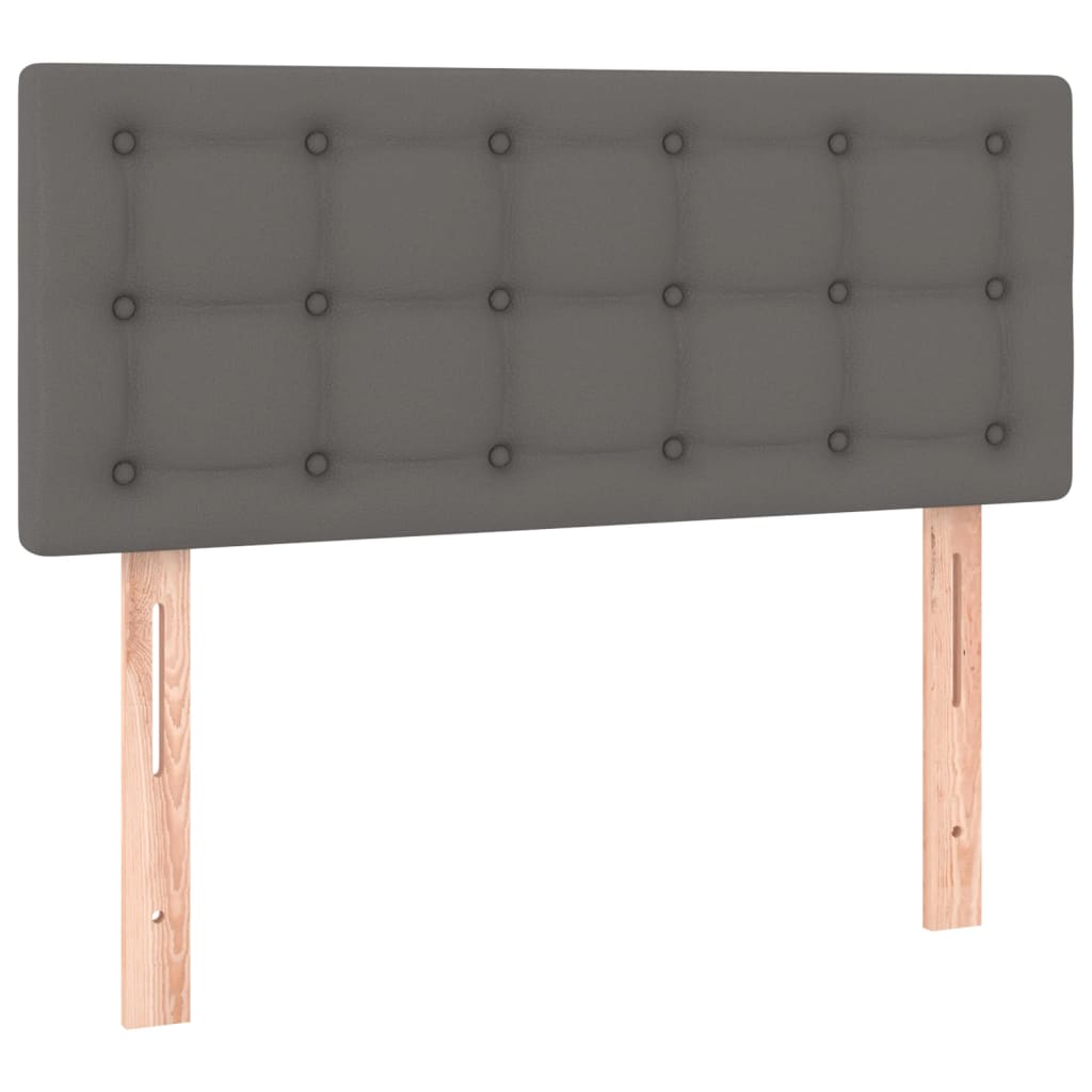 Krevet box spring s madracem LED sivi 90x200 cm od umjetne kože