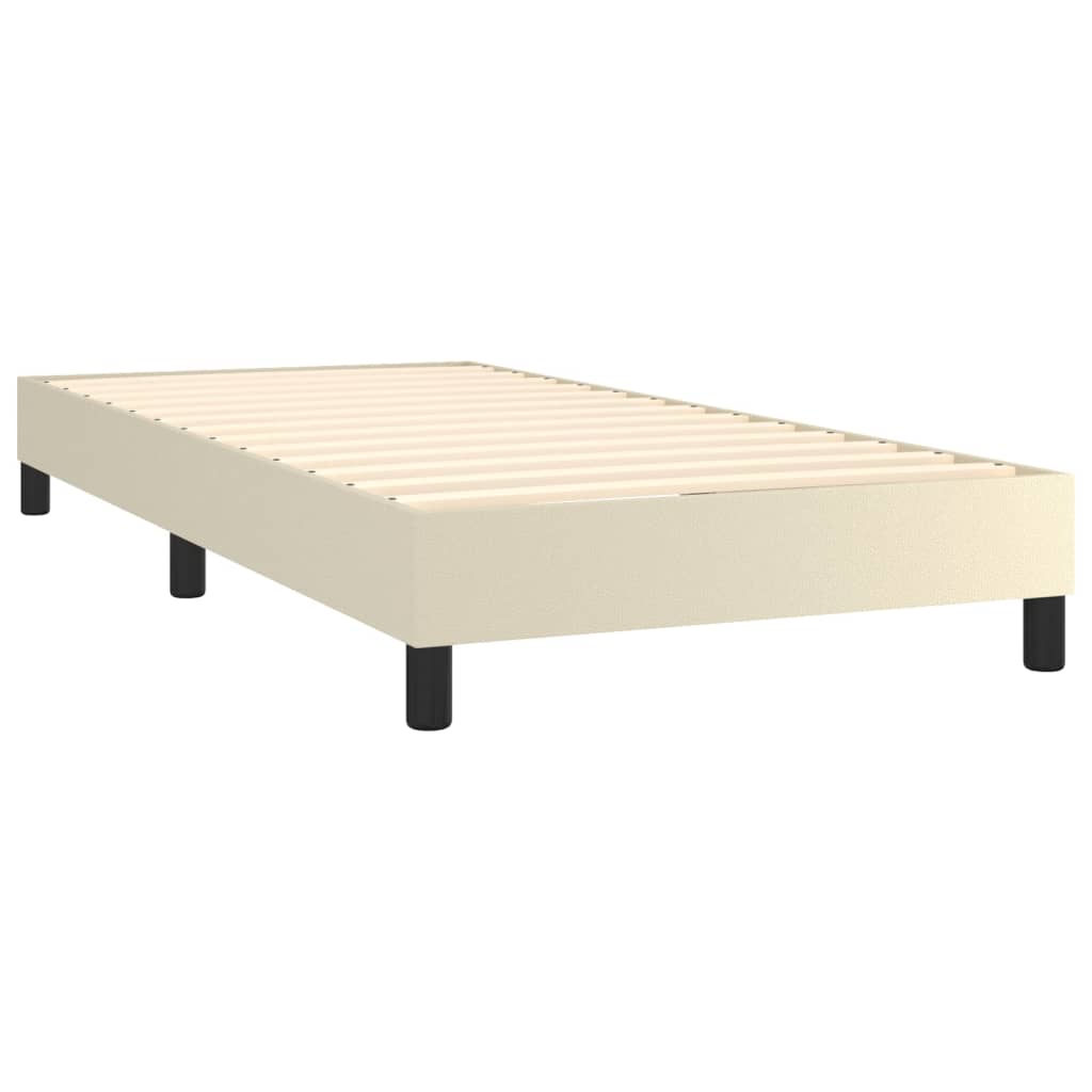 Krevet box spring s madracem LED krem 100x200cm od umjetne kože