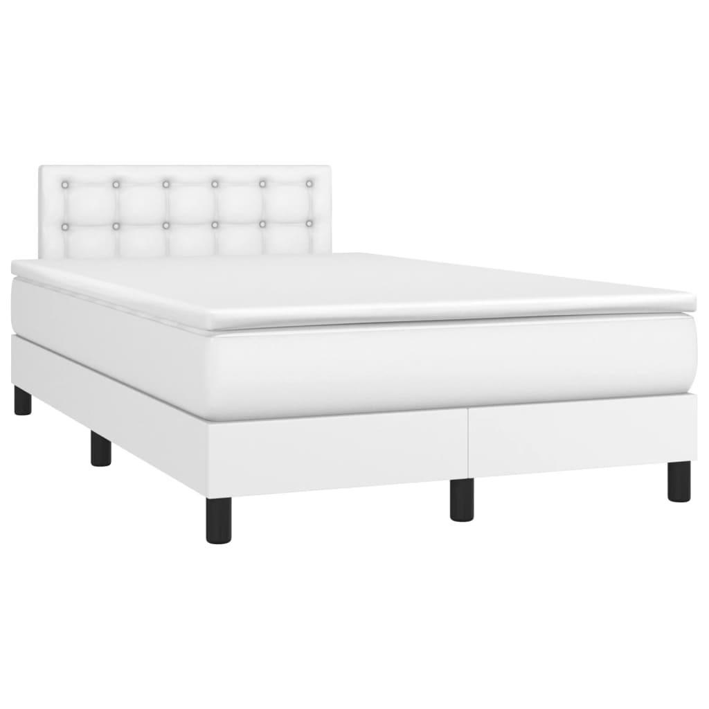 Krevet box spring s madracem LED bijeli 120x200 cm umjetna koža