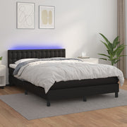 Krevet box spring s madracem LED crni 140 x 190 cm umjetna koža