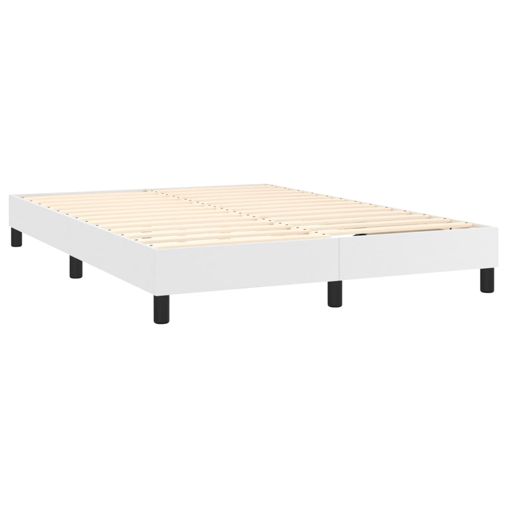 Krevet box spring s madracem LED bijeli 140x200 cm umjetna koža