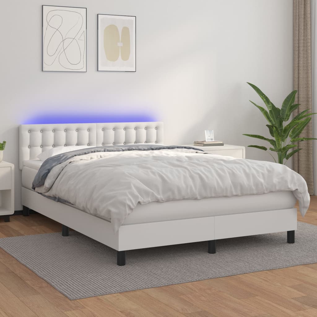 Krevet box spring s madracem LED od umjetne kože