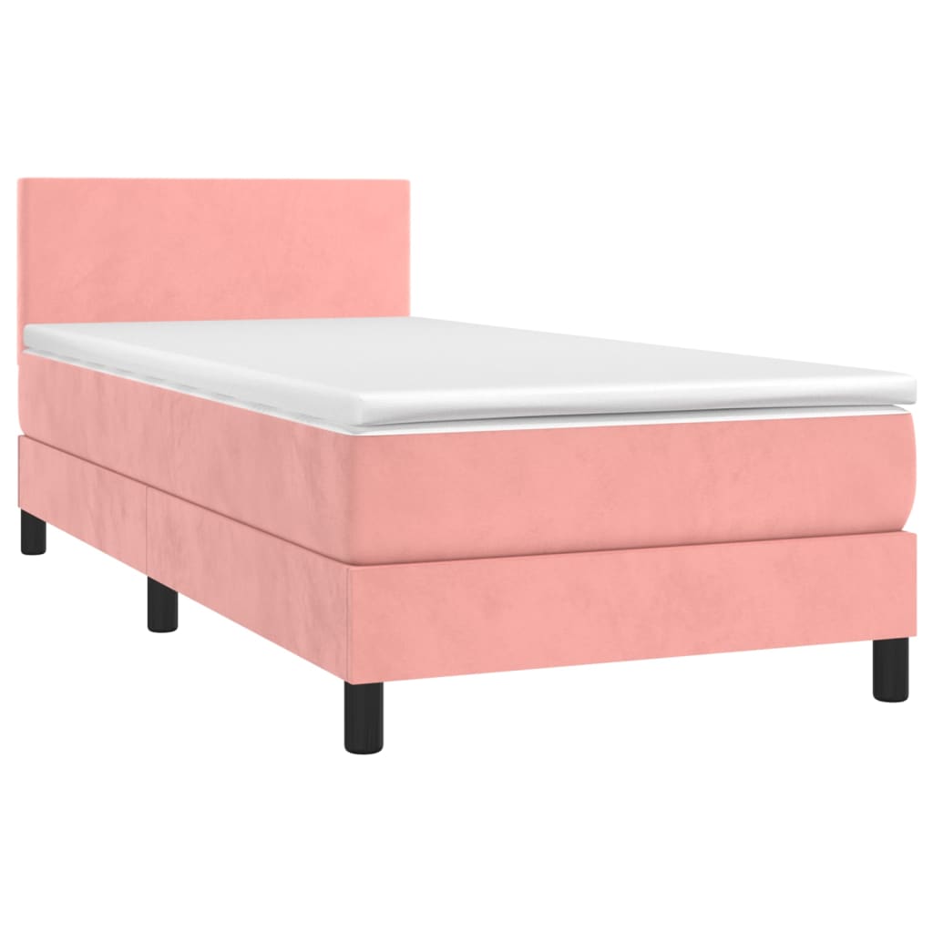 Krevet box spring s madracem LED ružičasti 80x200 cm baršunasti