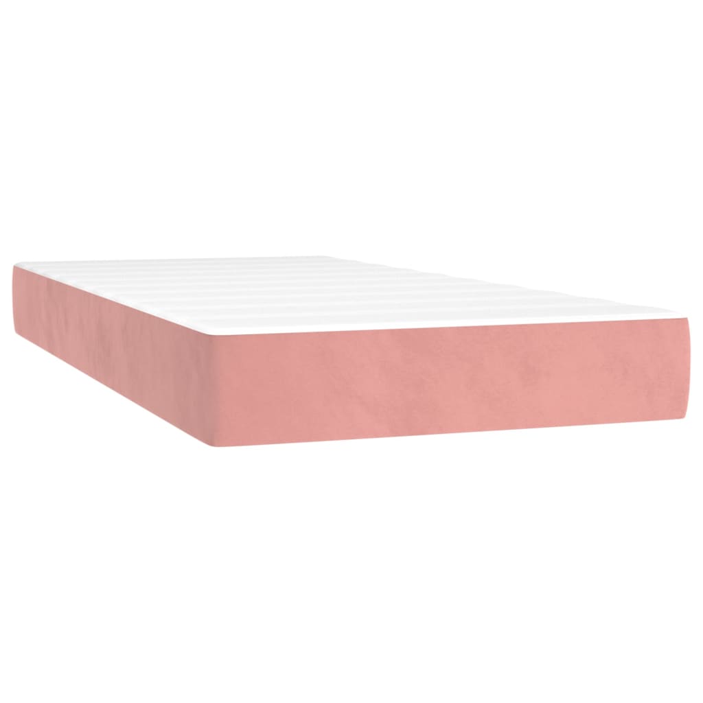 Krevet box spring s madracem LED ružičasti 80x200 cm baršunasti