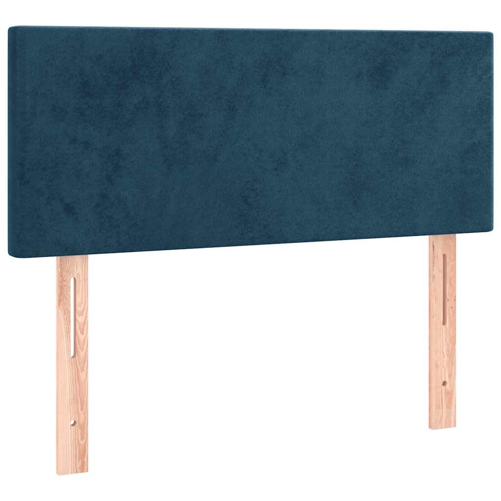 Krevet box spring s madracem LED tamnoplavi 90x200 cm baršun
