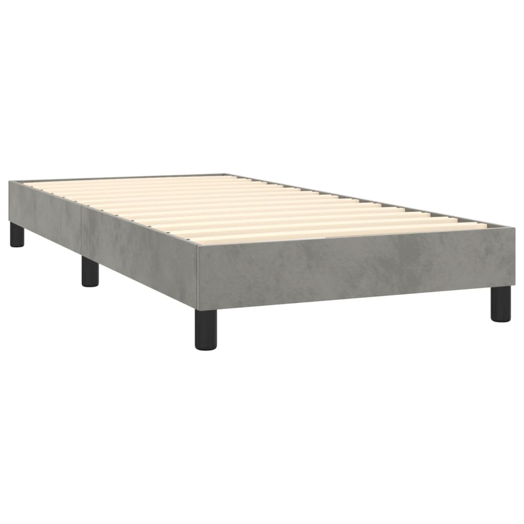 Krevet box spring s madracem LED svjetlosivi 100x200 cm baršun